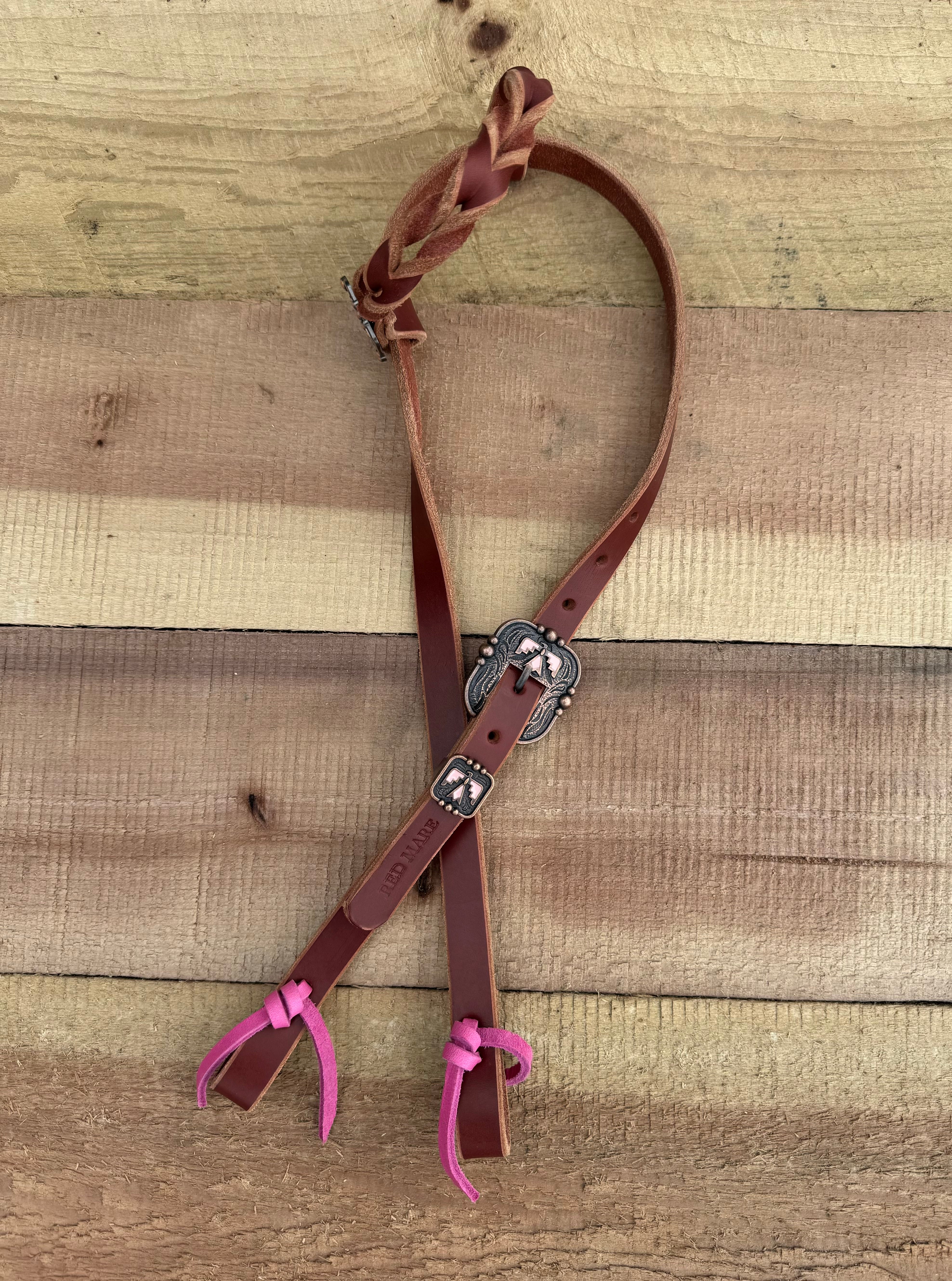 Pink Thunderbird Braided One Ear Headstall