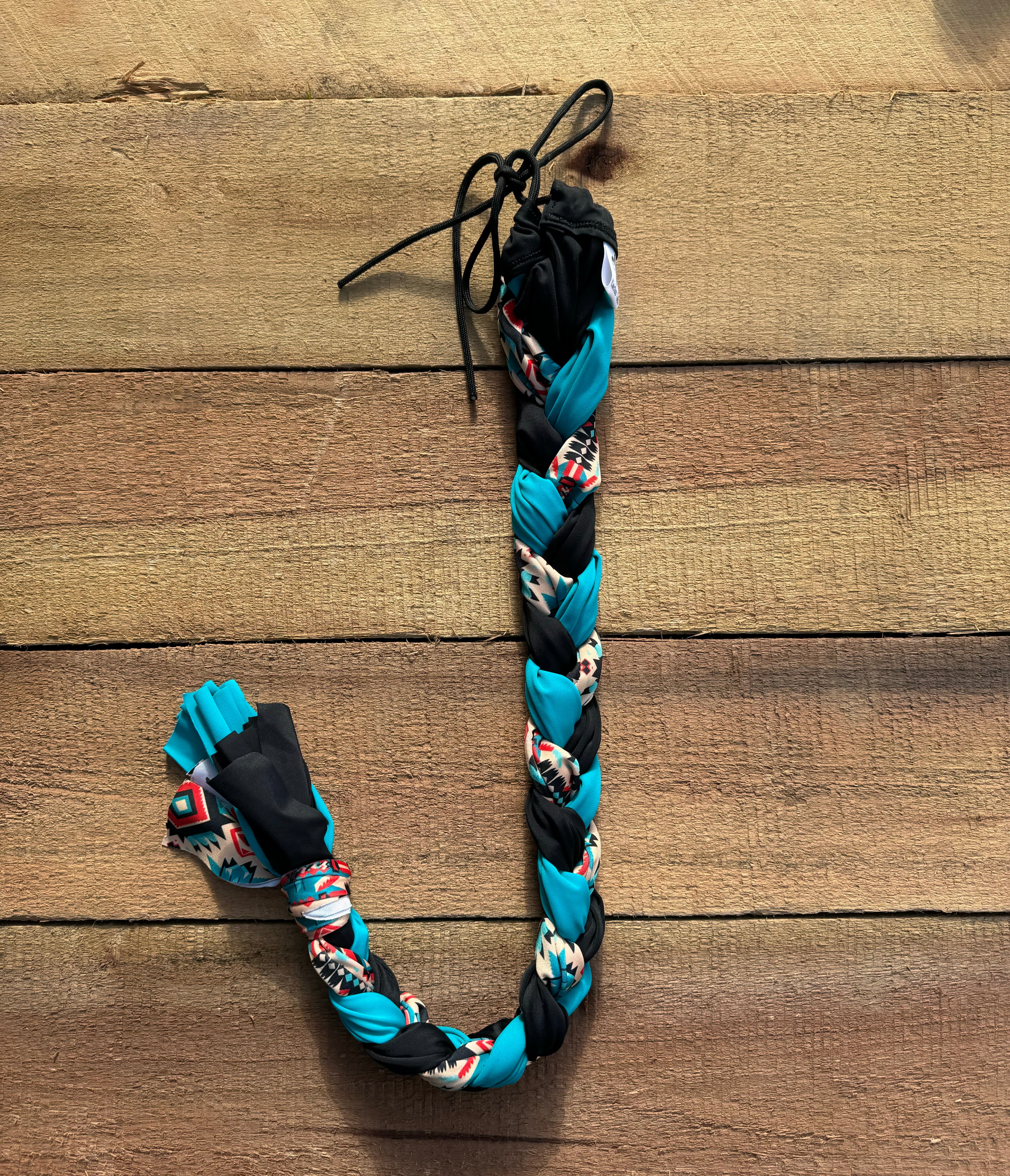 Black & Blue Aztec Braided Tail Wrap