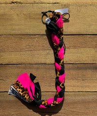 Hot Pink & Animal Print Braided Tail Wrap