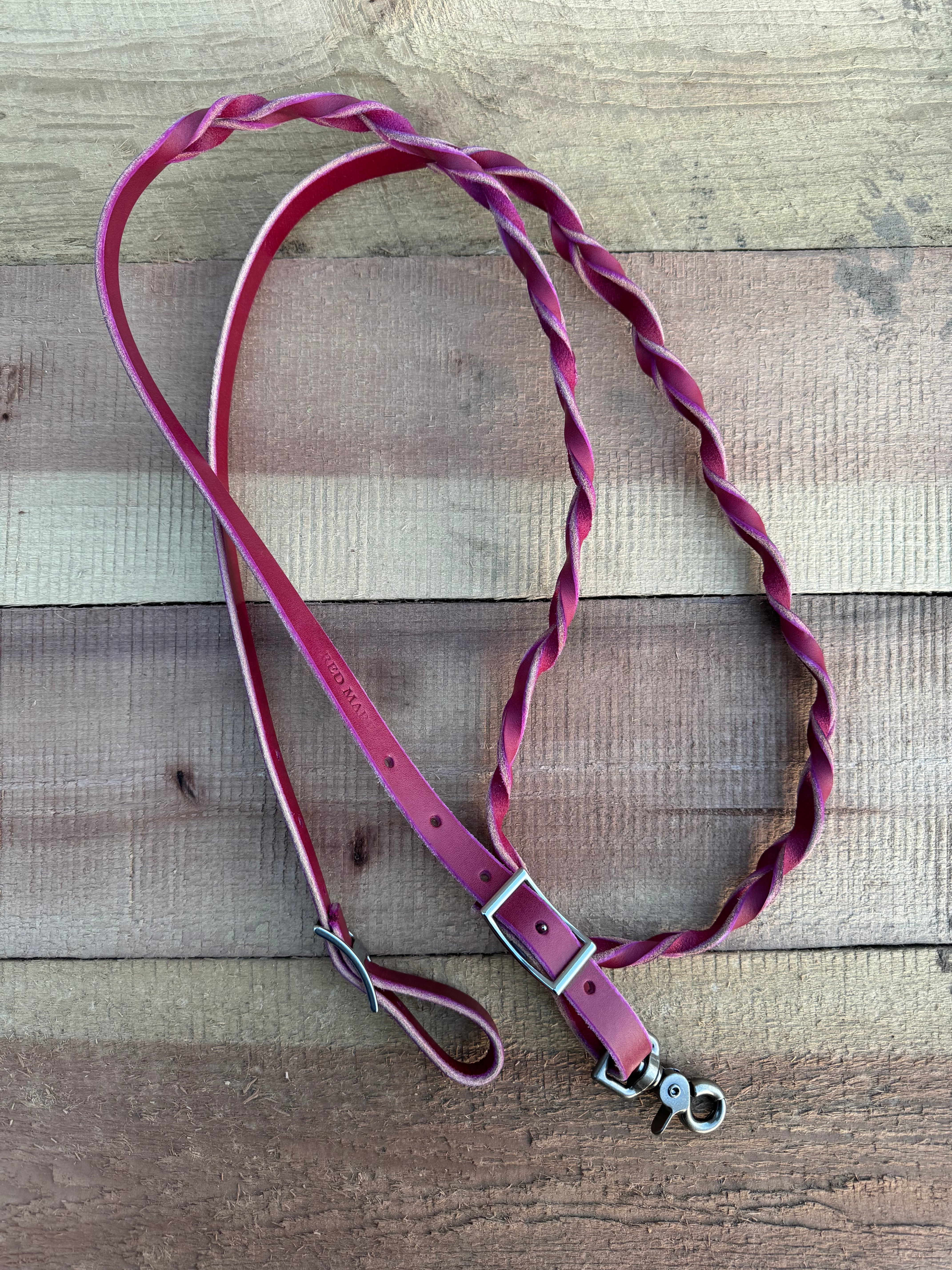 Fuschia Braided Roper Reins