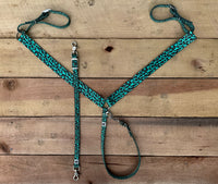 Turquoise Cheetah Breast Collars with a Wither Strap