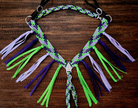 Lavender/Purple/Lime Green Fringe Breast Collar & Wither Strap