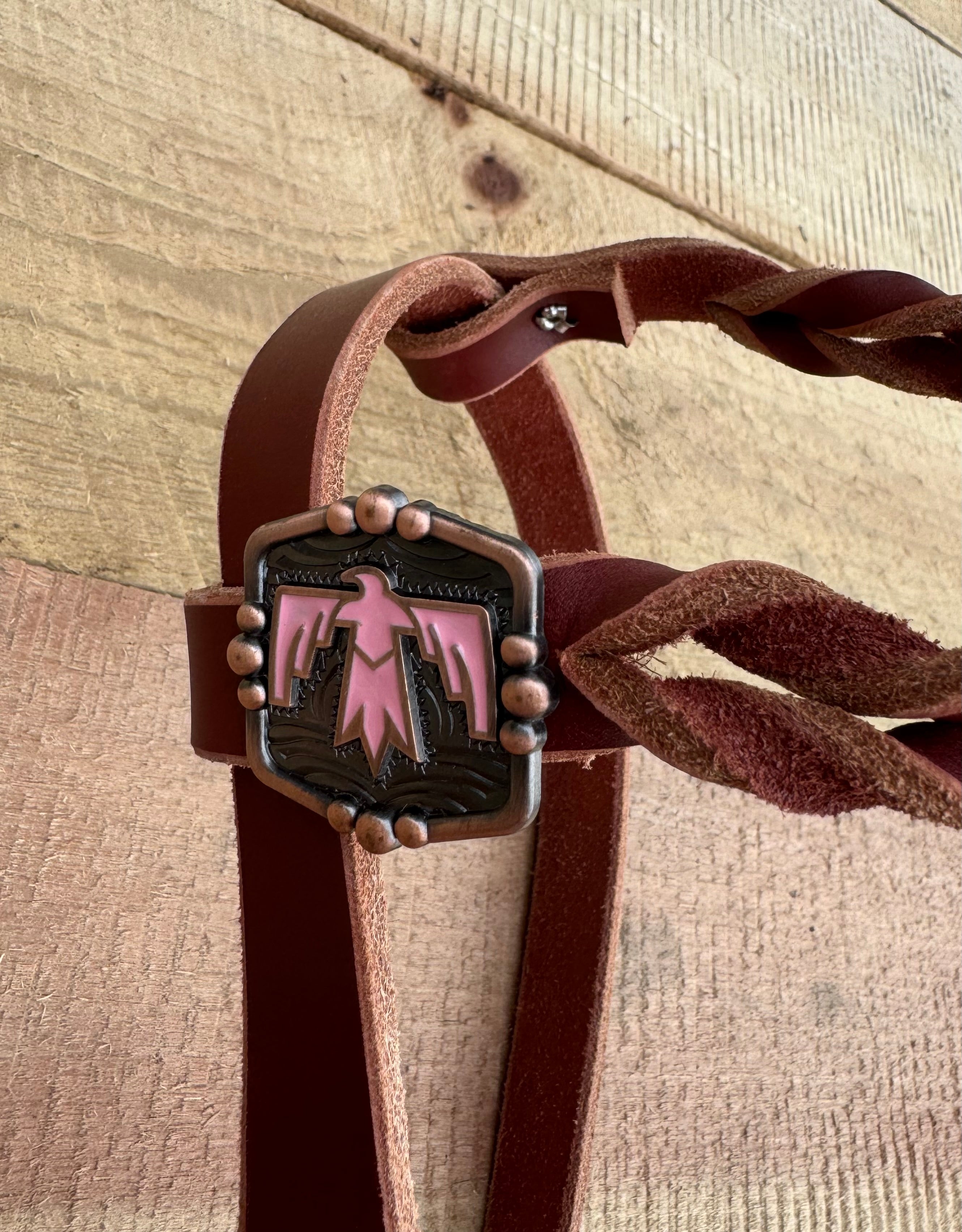 Pink Thunderbird Braided One Ear Headstall