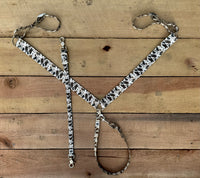 Brown Cow Print Breast Collars with a Wither Strap