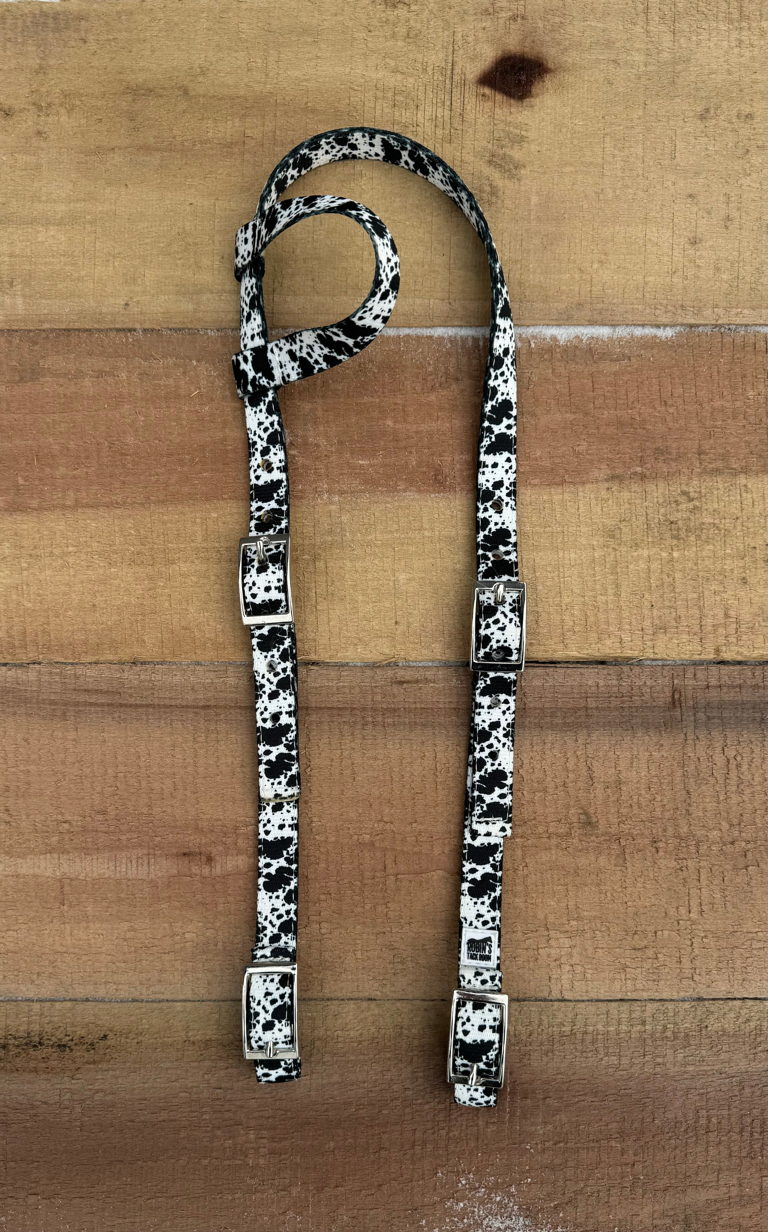 Black Cow Print One Ear Headstalls