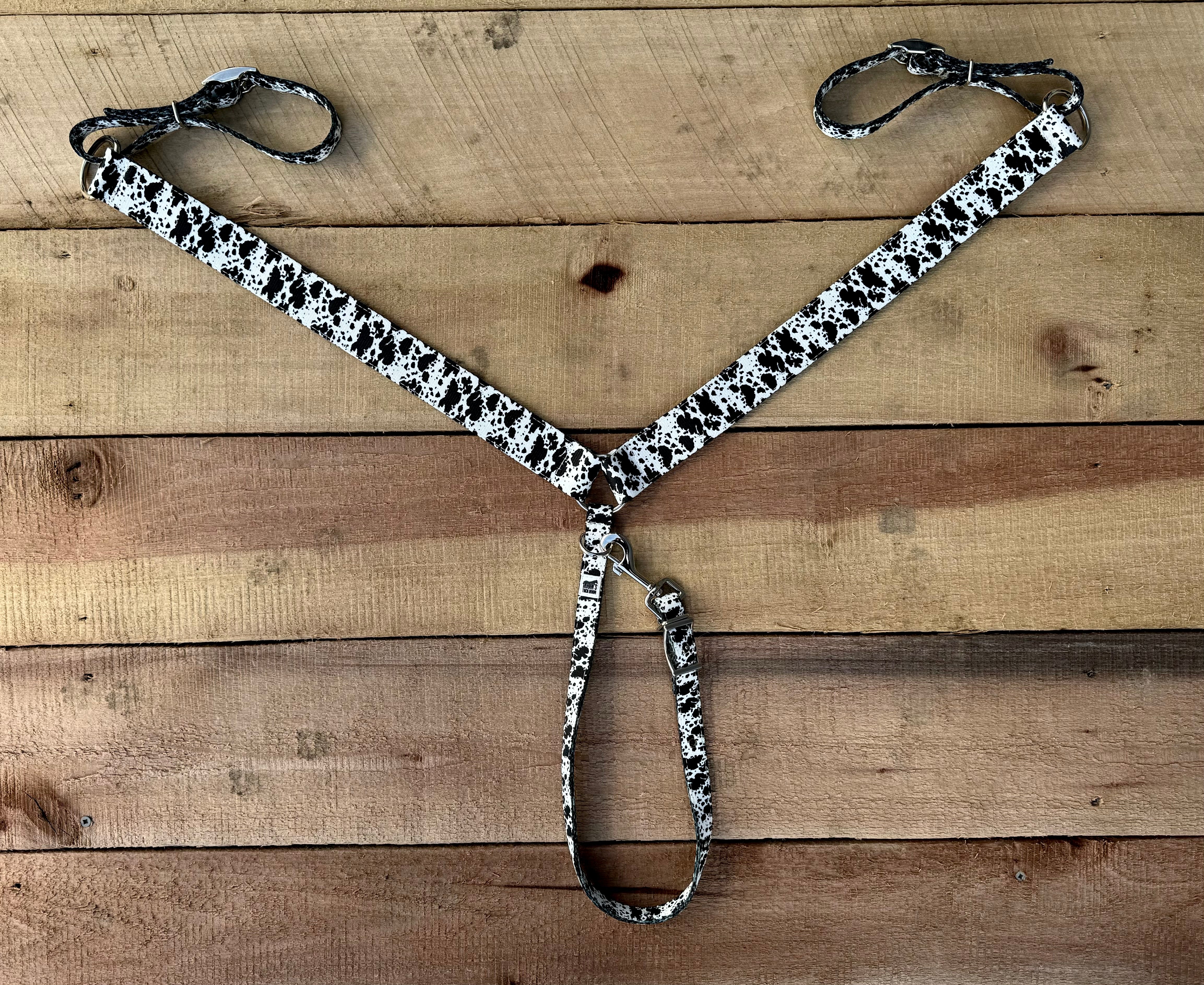 Black Cow Print 1” Wide Breast Collars