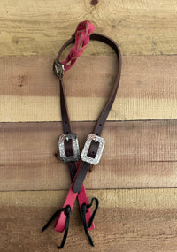 Pink Feathers Braided One Ear Headstall