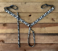 Black Cow Print Breast Collars with a Wither Strap